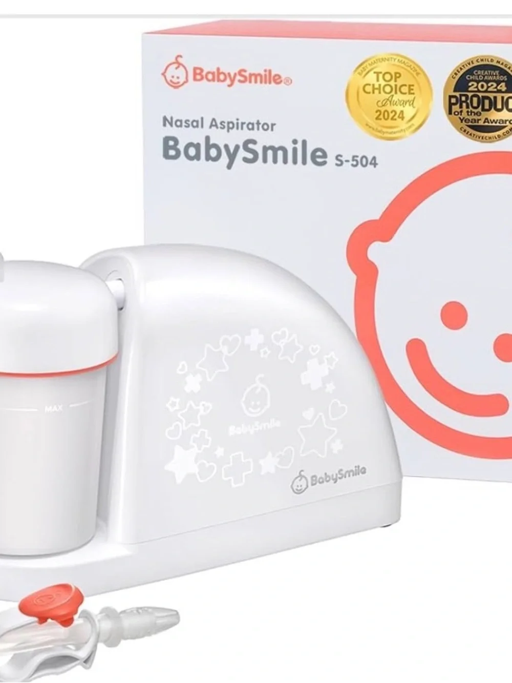 BabySmile White & Coral Nasal Aspirator S-504